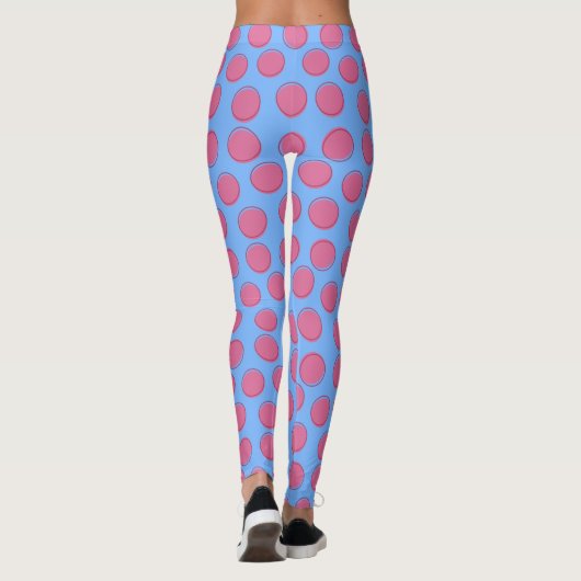 Modern French Blue Polka Dot Pattern Leggings (Rückseite)