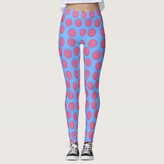 Modern French Blue Polka Dot Pattern Leggings (Vorderseite)