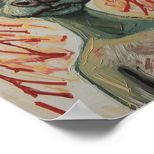 Modern Frenchie Expressionist Art Poster (Ecke)