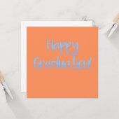 Modern Fresh Orange and Blue "Happy Abschluss" Karte (Vorderseite/Rückseite Beispiel)