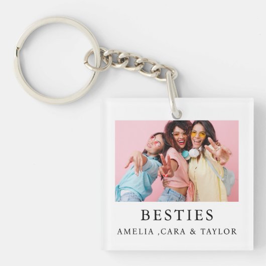 Modern Friend Collage Photos Simple Schlüsselanhänger (Vorderseite)
