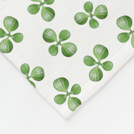 Modern Friendly Green Succulent Blätter auf Weiß Fleecedecke (Ecke)