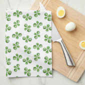 Modern Friendly Green Succulent Blätter auf Weiß Geschirrtuch (Viertel Falte)