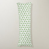 Modern Friendly Green Succulent Blätter auf Weiß Seitenschläferkissen (Vorderseite Vertikal)