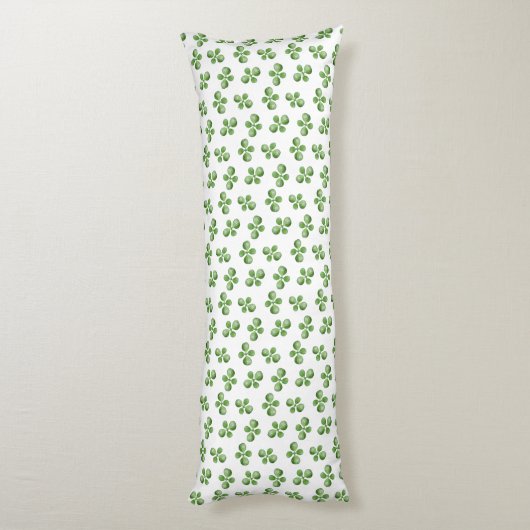 Modern Friendly Green Succulent Blätter auf Weiß Seitenschläferkissen (Rückseite (Vertikal))