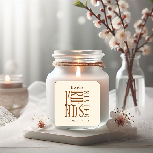 Modern Friendsgiving Fall Elegante Quadratischer Aufkleber