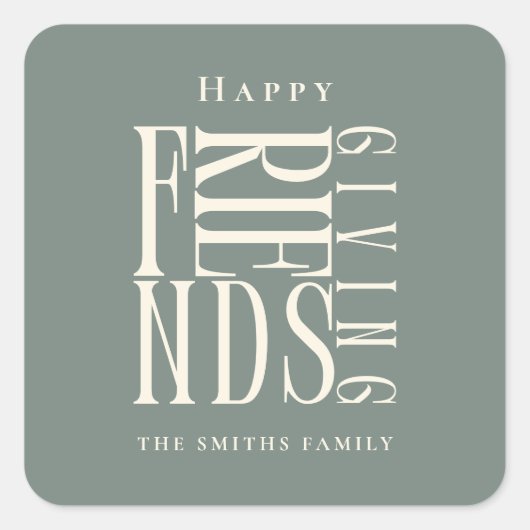 Modern Friendsgiving Fall Elegante Quadratischer Aufkleber (Vorderseite)