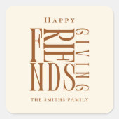 Modern Friendsgiving Fall Elegante Quadratischer Aufkleber (Vorderseite)