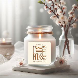 Modern Friendsgiving Herbst Elegant   Quadratischer Aufkleber