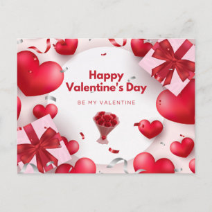 Modern Frohe Valentinstag mit roter Hitze Postkarte