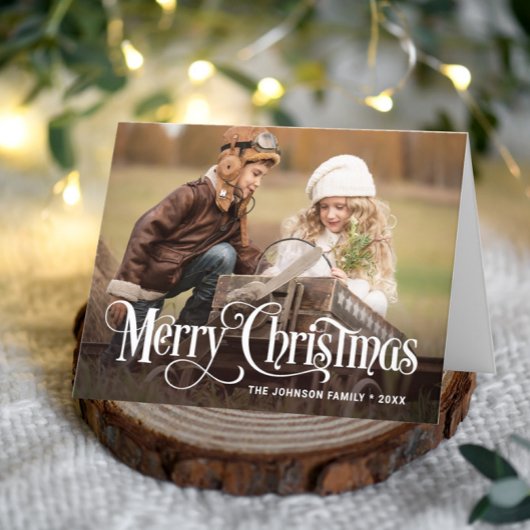 Modern Frohe Weihnachten 2 FOTO Karte