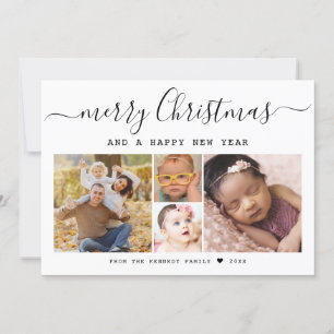 Modern Frohe Weihnachten 5-Familie Foto Collage