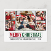 Modern Frohe Weihnachten 5 Foto Postkarte (Vorderseite)