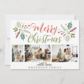 Modern Frohe Weihnachten Berry Foliage Foto Collag (Vorderseite)