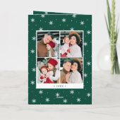 Modern Frohe Weihnachten Grün 7 Foto Collage (Rückseite)