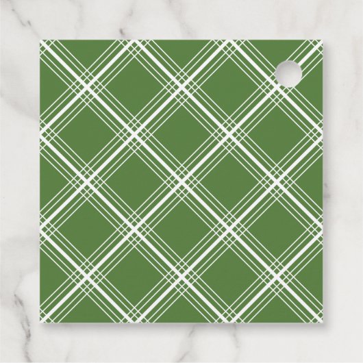 Modern Frohe Weihnachten Grün Kariertes Geschenk Geschenkanhänger (Rückseite)
