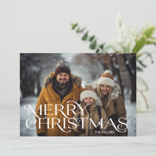 Modern Frohe Weihnachten Minimal 1 Foto Elegant (Stehend Vorderseite)