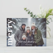 Modern Frohe Weihnachten Minimal 1 Foto Grün Gold (Stehend Vorderseite)