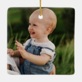 Modern Frohe Weihnachten Red Berry Botanical 2 Fot Keramikornament (Rückseite)