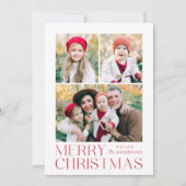 Modern Frohe Weihnachten Rot 7 Foto Collage (Vorderseite)