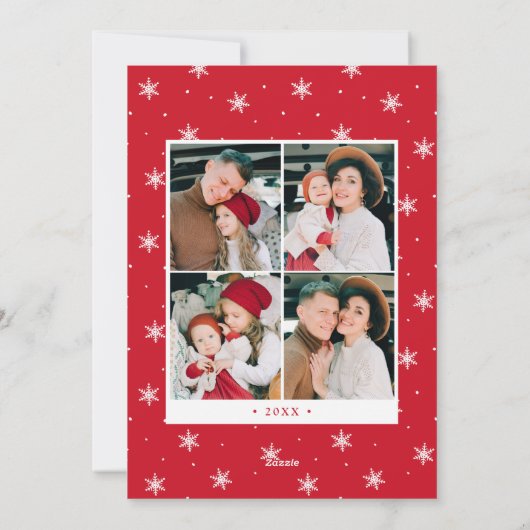 Modern Frohe Weihnachten Rot 7 Foto Collage (Rückseite)