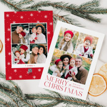 Modern Frohe Weihnachten Rot 7 Foto Collage