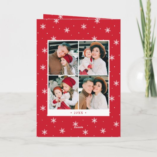 Modern Frohe Weihnachten Rot 7 Foto Collage (Rückseite)