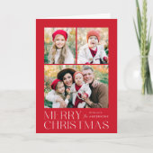 Modern Frohe Weihnachten Rot 7 Foto Collage (Vorderseite)