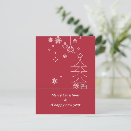 Modern Frohe Weihnachten Rot Weiß (Stehend Vorderseite)