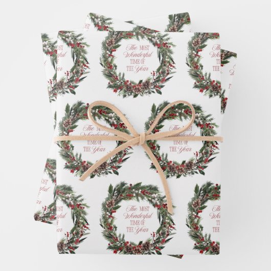 Modern Frohe Weihnachten Roter Berry Botanischer K Geschenkpapier Set (Beispiel)