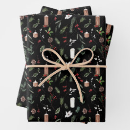 Modern Frohe Weihnachten Roter Berry Botanischer K Geschenkpapier Set
