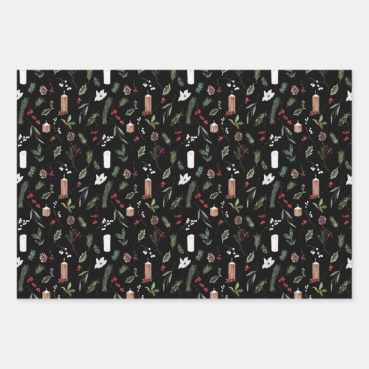 Modern Frohe Weihnachten Roter Berry Botanischer K Geschenkpapier Set (Vorderseite)