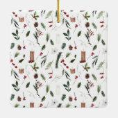 Modern Frohe Weihnachten Roter Berry Botanisches F Keramikornament (Rückseite)