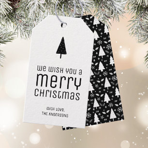 Modern Frohe Weihnachten Schwarz und Weiß Geschenkanhänger