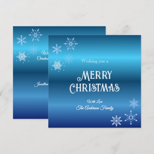 Modern Frohe Weihnachten Snowflake Blau (Vorne/Hinten)