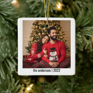 Modern Frohe Weihnachten Zwei Fotos Keramik Keramikornament