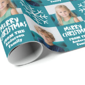 Modern Frohe Weihnachtsschneeflocke - 2 Foto Geschenkpapier (Rolleneckpunkt)