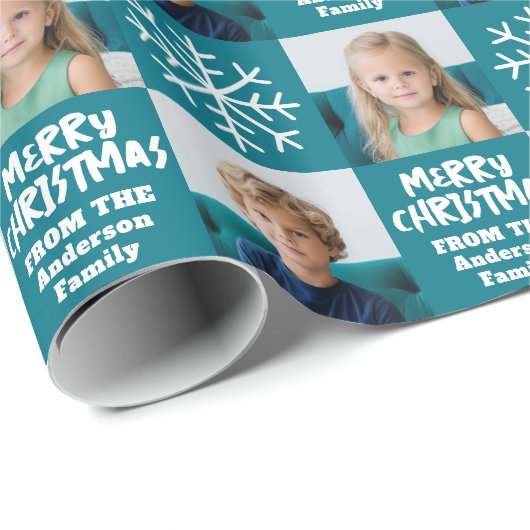 Modern Frohe Weihnachtsschneeflocke - 2 Foto Geschenkpapier (Rolleneckpunkt)