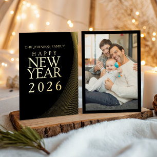 Modern Frohes Neues Jahr 2026 Gold Foto Folien Feiertagskarte
