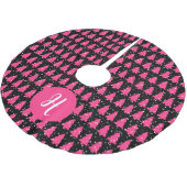 Modern Fuchsia & Black Christmas Tree Polyester Weihnachtsbaumdecke (Schrägansicht)