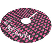 Modern Fuchsia & Black Christmas Tree Polyester Weihnachtsbaumdecke (Schrägansicht)