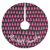 Modern Fuchsia & Black Christmas Tree Polyester Weihnachtsbaumdecke (Vorderseite)