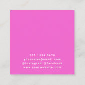 Modern Fuchsia Hot Pink Feminine Girly Stilvoll Quadratische Visitenkarte (Rückseite)