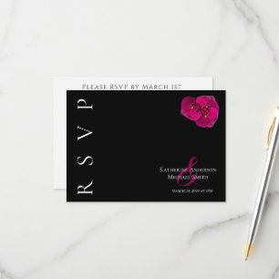 Modern Fuchsia Orchids RSVP Karte