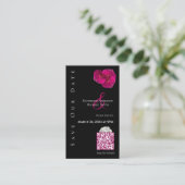 Modern Fuchsia Orchids-Save the Date QR-Code- Visitenkarte (Stehend Vorderseite)