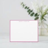 Modern Fuchsia Pink Border Note Card Einladung (Stehend Vorderseite)