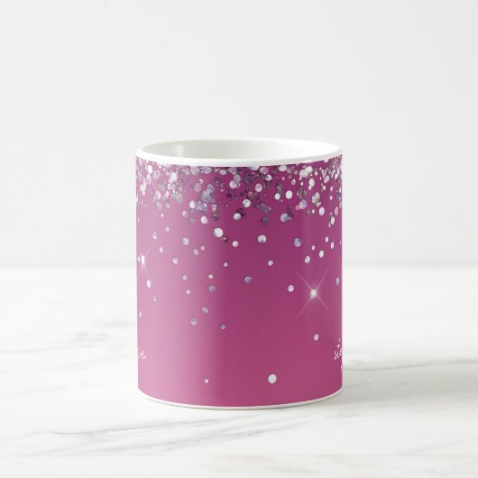 Modern Fuchsia Pink Glitzer Custom Kaffeetasse (Mittel)