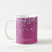 Modern Fuchsia Pink Glitzer Custom Kaffeetasse (Links)
