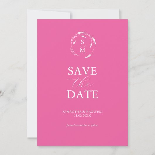 Modern Fuchsia Pink Minimal Save The Date (Vorderseite)