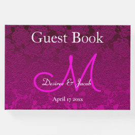 Modern Fuchsia Rosa Weißes Elegantes Hochzeitsmono Gästebuch